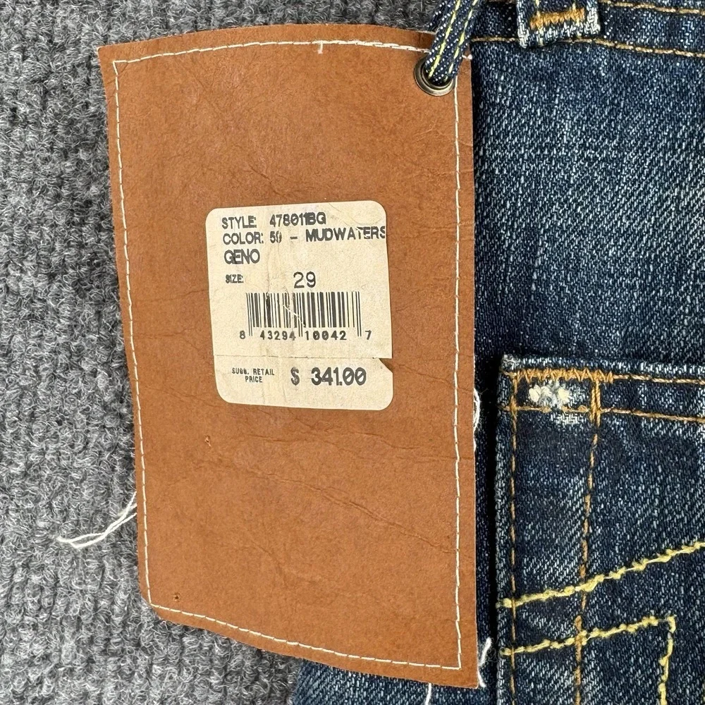 True Religion Geno Jeans Mens 29x32 Blue Denim Geno USA Distressed Selvedge NWT
